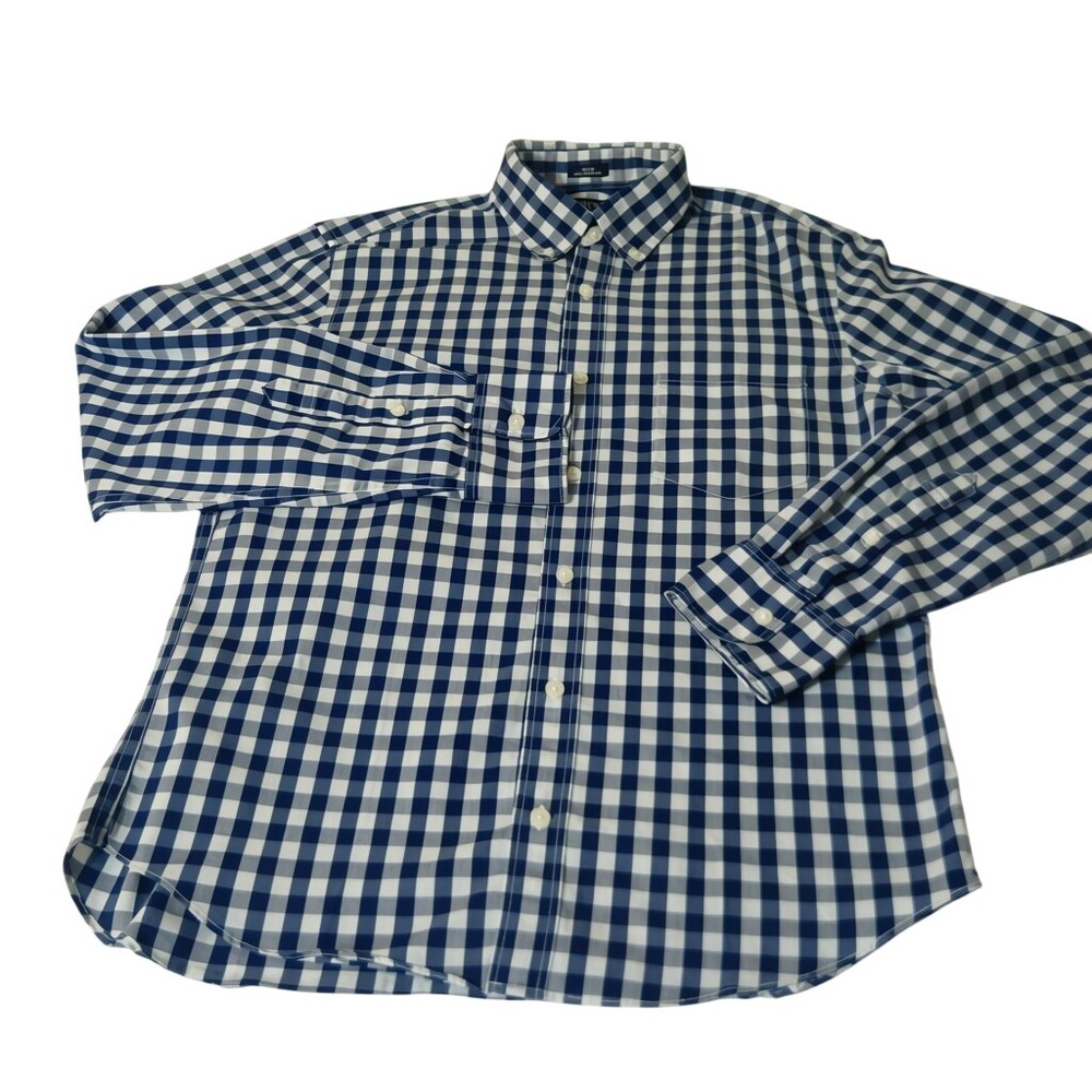 J.Crew Button Down Mens Medium Blue Gingham Slim Untucked Performance Shirt - Picture 3 of 8